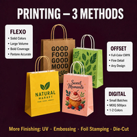 Sacs en papier kraft personnalisés en gros avec poignée, sacs en papier avec logo, sacs d'emballage alimentaire en vrac pour la vente au détail et les plats à emporter (OEM)