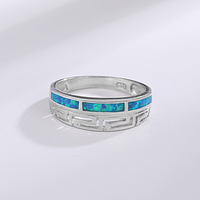 Bijoux Radiant Argent 925 Pierre Naturelle Bague Opale Grecque Micro Gravé Olive Guirlande Détails Présentant Opale Feu et Compétence