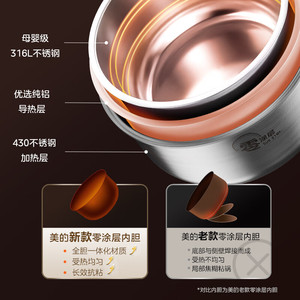 หม้อหุงข้าวมีเดีย 4 ลิตร แบบไฟฟ้า หุงเร็ว หม้อในเคลือบ X-wall Shine ดีไซน์ทรงเหลี่ยม - Product Image 5