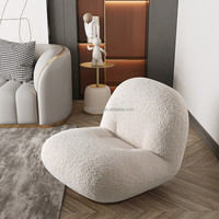 Fauteuil de détente capitonné à accents doux de conception italienne, en bouclette blanche, pour salon, bureau à domicile, hôtel, appartement, canapé individuel
