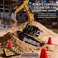 Mini camion excavateur RC à 12 canaux à l'échelle 1/64, jouet télécommandé haute performance 2,4 G pour enfants de 6 à 12 ans, prêt à l'emploi, portée de 20 m