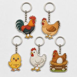 Wholesale Custom <b>Chicken</b> Farm Animal Pendant Keychains Cute Cartoon Design Student Study Tours Souvenir Keyring - Product Image 1