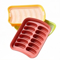 Moule à hot-dogs en silicone antiadhésif sans BPA, moule à saucisses en silicone à 6 cavités, plateau à glace et chocolat fait maison avec couvercle – Offre Spéciale