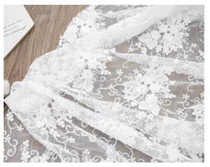 Custom Wedding Dresses Sequin Fabric Three-dimensional Embroidery <strong>White</strong> Lace Soft Mesh <strong>Gauze</strong> for Boys and Girls - Product Image 3