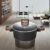 Casserole en aluminium avec revêtement antiadhésif PTFE, design moderne durable et durable, grande capacité, compatible gaz et induction, cuisine, restaurant