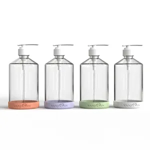 16oz Empty clear Glass Bottles with Stainless Steel Pump Dispenser Includes Waterproof Labels Hand Soap Dish Soap