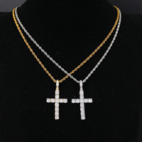 Nouveau collier pendentif croix en zircone synthétique, bijoux de protection et de bénédiction, cadeaux pour hommes et femmes, ensemble de colliers croix hip-hop