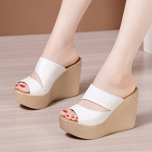 Mode classique tressé boucle en métal sandales armure femmes chaussures compensées dames sandales à talons hauts pantoufles - Product Image 3