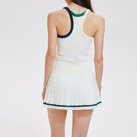 Ensemble jupe de tennis pour femme avec logo personnalisé, haut sans manches, jupe plissée, séchage rapide, respirant, motif uni, été, polyester/nylon