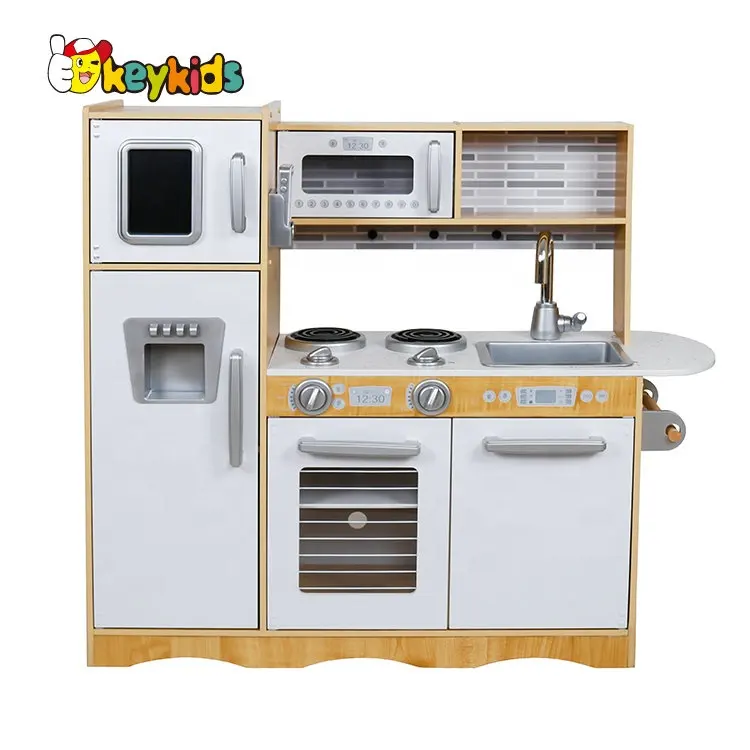 Modern White wooden toy kitchen,DIY wooden toy kitchen for kids,Pretend children wooden toy kitchen
