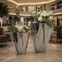 Produsen Grosir Kustom Pot Bunga Stainless Steel, Pot Tanaman Indoor Ukuran Besar, Vas Lantai untuk Tanaman Bunga Dekorasi Rumah