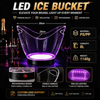 Seau à glace LED rechargeable en plastique personnalisé avec logo pour fête, boîte de nuit, bar, refroidisseur de vin 4L