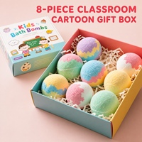 Coffret Cadeau de 8 Bombes de Bain Rondes Colorées pour Enfants, Emballage Thème Scolaire Dessin Animé, OEM, Marque Privée, Vente en Gros