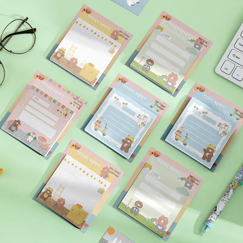Kawaii Multicolor Custom Draagbare Woord Notepad Leuke Memo Pad Leuke Index Geplaatst Het Sticky Notes