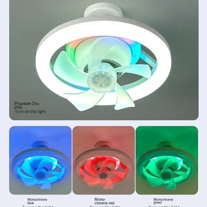 Ventilador de Techo LED Moderno con Luz Inteligente para el Hogar, RGB E27, Cabezal Móvil con Rotación de 360°, Motor de CA, Regulable, Control Remoto, Cristal, 5 Aspas - Product Image 3