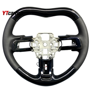 Volant de course sport personnalisé en fibre de carbone véritable forgée avec flocons rouges brodés YTcarbon pour <span class=keywords><strong>Mustang</strong></span> S550 <span class=keywords><strong>GT</strong></span> Shelby - Product Image 2