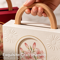 Boîte cadeau en carton rigide de luxe avec poignée en bois premium, emballage papier personnalisé imprimé pour produits de soin haut de gamme