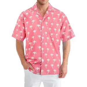 2024 바다 사이드 탑 버튼 업 셔츠 남성 비치웨어 의류 하와이 셔츠 남성용 알로하 캐주얼 셔츠