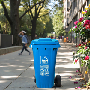 Bán buôn 240L hình chữ nhật cán Bìa thân thiện với môi nhựa ngoài trời Thùng rác Thùng (HDPE) đứng cho rác thải thực phẩm chất thải - Product Image 6