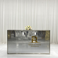 Table de bar pliante en acier inoxydable avec des rayures argentées, table de bar haute