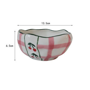 Taza de café de cerámica rosa con cerezas, estilo nórdico, con plato a juego, diseño artesanal, estilo Ins, linda. - Product Image 5