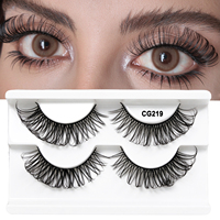 Lot de 2 paires de faux cils en vrac, sans cruauté, véganes, à bande, marque privée, courbure D, cils russes à bande, faux cils en vison synthétique