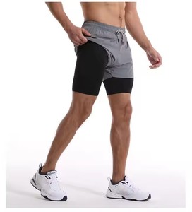 Nuevo logotipo personalizado gratuito 2 en 1 pantalones cortos deportivos de baloncesto para hombres correr Fitness diseño de bolsillo interior pantalones cortos de gimnasio para el sudor - Product Image 5