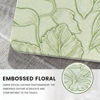 Étui pour MacBook Air 13 pouces 2020-2018 (A2337 M1 A2179 A1932) Coque rigide en plastique et cuir texturé avec motif floral en relief