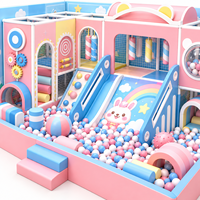 Structure de jeu intérieure pour enfants sur le thème amusant : piscine à balles, toboggan, tube, filet d'escalade, tunnel et maison de jeux