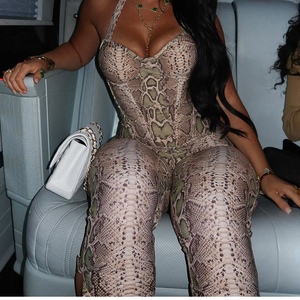 Conjunto de 2 Piezas para Mujer, Top Halter sin Mangas con Estampado de Serpiente y Pantalones Ajustados, Nueva Colección de Otoño - Product Image 5