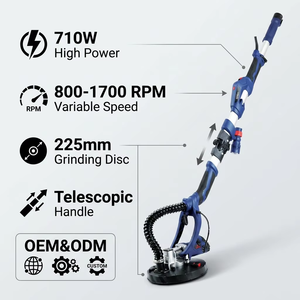 <span class=keywords><strong>Ponceuse</strong></span> orbitale électrique 710W pour cloisons sèches avec vitesse variable, éclairage LED 7W et 2 bandes de ponçage pour le bricolage - Product Image 3