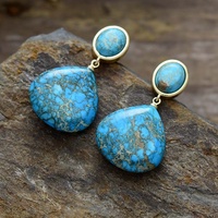 Boucles d'oreilles de luxe en forme de cœur plaqué or avec pierres naturelles-Labradorite Améthyste Motif géométrique pour fêtes et mariages