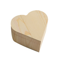 Forme de coeur inachevé peint écologique bricolage stockage boîte en bois artisanat organisateur boîte à bijoux cadeau artiste outil couvercle magnétique