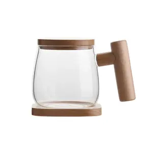 耐热木柄气泡玻璃茶杯套装带输液器