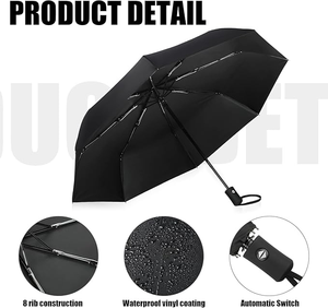 <span class=keywords><strong>Parapluie</strong></span> <span class=keywords><strong>de</strong></span> voyage compact coupe-vent à ouverture et fermeture automatiques, pliable en 3 sections, pour hommes et femmes - Product Image 3