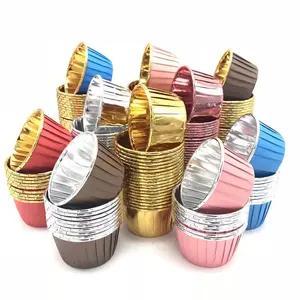 Lixsun tamanho padrão 50pcs, conjunto de várias cores, papel de folha de alumínio à prova de óleo, copos de forro de cupcake, muffin