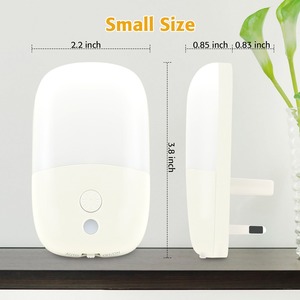 LED Night Light <b>Plug</b> In Sensor Control 2.2x3.8 Inch Energy Saving Soft Light <b>With</b> <b>Switch</b> Foldable <b>Plug</b> - Product Image 1
