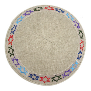 Kipás Judías Bordadas Personalizadas de Lino y Algodón para Hombres y Mujeres |   Gorros Kippah Étnicos Religiosos Personalizados por el Fabricante - Product Image 2