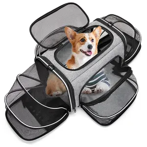 High Quality Breathable Folding Pet Bag Well ventilated cat dog cage Extendable Pet Carrying Bag Suitable for hiking and camping