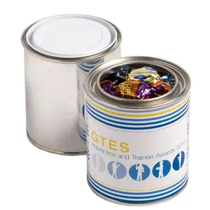 4L 5L white & black color large paint can shape candy fudge tin container metal cans with handle