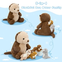 Peluche douce d'otère de mer avec bébés à l'intérieur, jouet en peluche pour enfants et animaux marins
