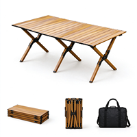 Table pliante en aluminium ultralégère, portable, pliable, table de camping à effet bois, bureau pliable pour pique-nique en plein air, camping, barbecue
