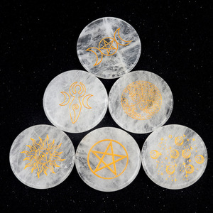 Groothandel Bulk Natuurlijke Kristal Gegraveerde 7 <span class=keywords><strong>Chakra</strong></span> Symbool Onderzetters Gepolijste Healing <span class=keywords><strong>Stones</strong></span> Spirituele Meditatie Feng Shui - Product Image 6