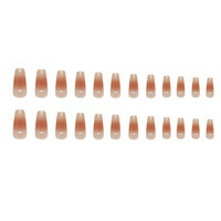 Uñas Postizas de Alta Calidad, Color Nude Ombre, Forma Ataúd, 24 Piezas, Reutilizables