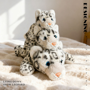 100 pièces, faible MOQ, haute qualité, animaux sauvages réalistes, léopard des neiges, jouets en peluche - Product Image 6