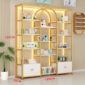 Estantes Cosméticos Dorados para Salón de Belleza en Oferta, Exhibidores de Cosméticos para Tiendas Minoristas con Gabinete, Exhibidores Personalizables con Logotipo y Tamaño para Tiendas - Product Image 4
