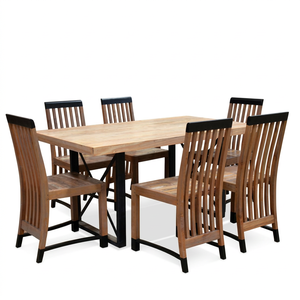 Juego de Mesa de Comedor Rectangular Moderno con Diseño Minimalista, Combinación de Metal y Madera, Mueble para el Hogar No Plegable, 160x90x77cm - Product Image 1