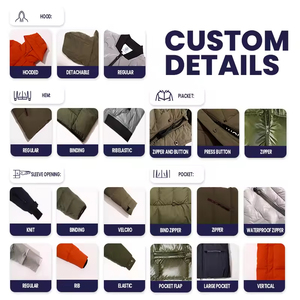 Kustom mantel kanvas Musim Dingin Pria, Luaran Puffer dengan kerah berdiri kasual