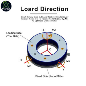 เซ็นเซอร์แรงบิดแบบบางพิเศษ M6X8 ขนาด 9.2 มม. แบบกำหนดเอง พร้อมระบบแยกส่วนเมทริกซ์ รองรับแรงเกิน 3 เท่า มาตรฐาน IP60 เซ็นเซอร์แรง 6 แกน สำหรับระบบอัตโนมัติของหุ่นยนต์ - Product Image 3