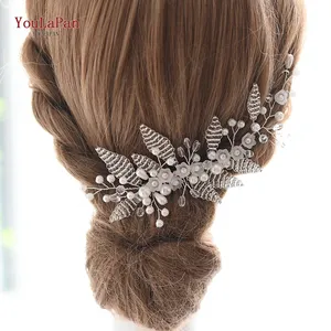 YouLaPan HP135 Pretty Woman Party Updo Hair Comb Crystal Pearl Flower Leaves Hair Pieces Bridal Wedding Hair Accessories